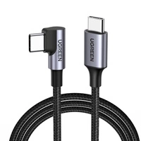 Ugreen US255 USB-C auf abgewinkeltes USB 2.0 CM/M Rundkabel Aluminiumgehäuse vernickelt 0,5 m Grau Schwarz