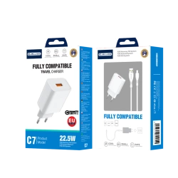 JELLICO Netz-Ladegerät C7 22.5W 1xUSB QC3.0 + Kabel USB-C weiss