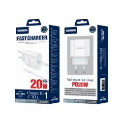 JELLICO Netz-Ladegerät AK200 PD 20W 1xUSB-C + Kabel USB-C - Lightning weiss