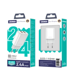 JELLICO Netz-Ladegerät EU02 2.4A 12W 2xUSB weiss