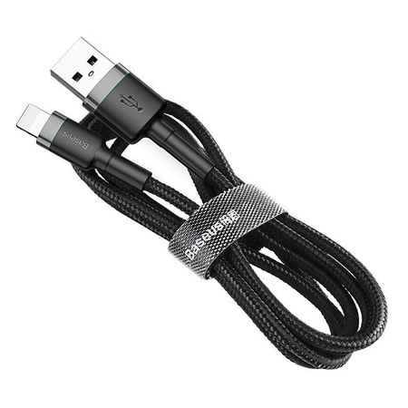 Baseus Kabel nylonowy Lightning iPhone 2A 3M QC 3.0 Szybkie ładowanie Cafule szary+czarny CALKLF-RG1
