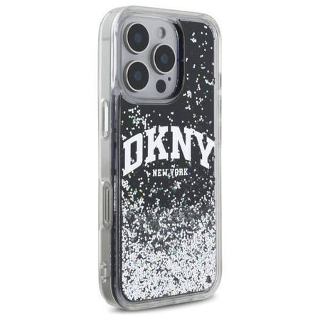 Case IPHONE 16 PRO DKNY Hardcase Liquid Glitter Arch Logo (DKHCP16LLBNAEK) black