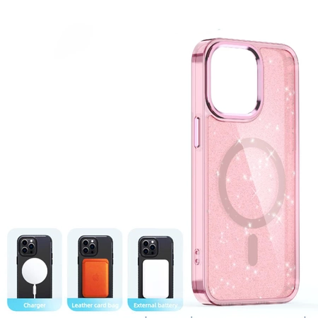 Glitter Case MagSafe für iPhone 16 Pro Max – Rosa mit Glitzer