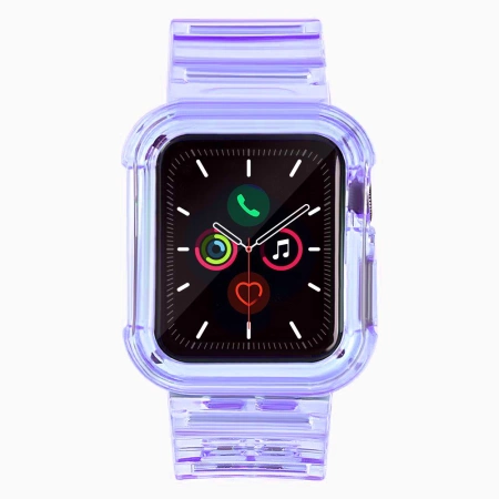 Silicone Band Strap Bracelet Case Strap Light Set for Apple Watch 38mm - Purple
