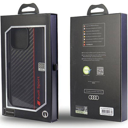 Audi Carbon Fiber Stripe iPhone 14 Pro Max 6,7&quot; schwarz/schwarz Hardcase AUS-TPUPCIP14PM-R8/D1-BK