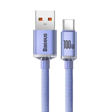Baseus Crystal Shine Series Fast Charging Data Cable USB to Type-C 100W 2m Purple