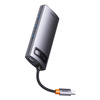 Baseus Metal Gleam Series stacja dokująca HUB 7 w 1 USB Typ C - 1 x HDMI / 1 x VGA / 3 x USB 3.2 Gen. 1 / 1 x Power Delivery / 1 x RJ-45 Ethernet szary (WKWG040013)