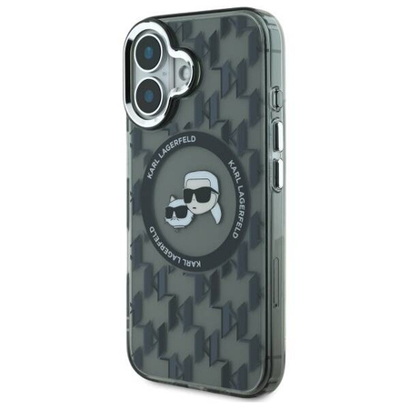 Karl Lagerfeld nakładka do iPhone 16 6,1&quot; KLHMP16SHMCKMHK czarna Hardcase IML Monogram Karl&Choupette Head MagSafe