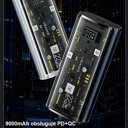 Powerbank 9000mAh PD 20W QC3.0+PD USAMS Dual-Port Fast Charge 10KCD18901 (US-CD189) czarny