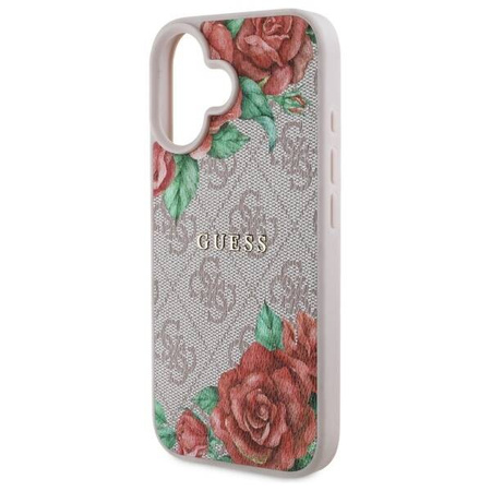 Oryginalne Etui IPHONE 16 Guess Hardcase 4G Flowers Print MagSafe (GUHMP16SP4ROPEMCP) różowe