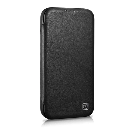 iCarer CE Premium Leather Folio Case skórzane etui iPhone 14 Plus z klapką magnetyczne MagSafe czarny (WMI14220715-BK)
