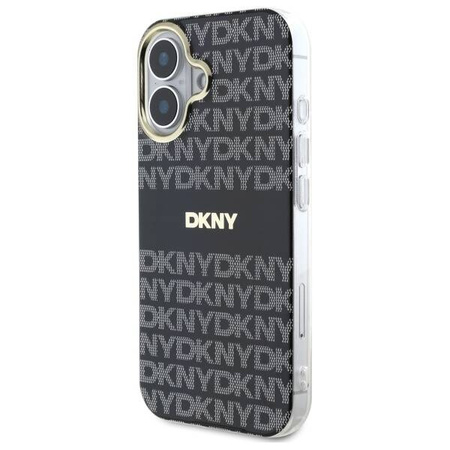 Etui DKNY Repeat Texture Pattern With Stripe na iPhone 16 - czarne