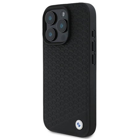 Original Case IPHONE 16 PRO MAX BMW Hardcase Signature Leather Diamond Metal Logo MagSafe (BMHMP16X23RDDK) black