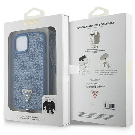 Original Handyhülle APPLE IPHONE 15 Guess Hardcase Crossbody 4G Metal Logo (GUHCP15SP4TDSCPB) blau