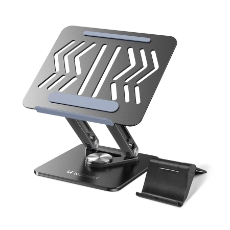 Wozinsky WRS-CPY84SB 360-Laptopständer aus Aluminium + Gratis! Smartphone-Ständer – schwarz