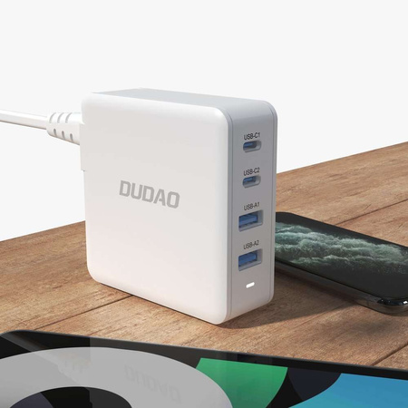 GaN 100W 2 x USB-C / 2 x USB fast charger Dudao A100EU - white
