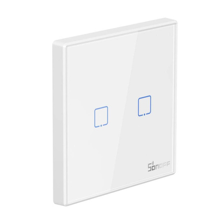 Sonoff T2EU2C-RF dwukanałowy dotykowy włącznik światła przełącznik przycisk Wi-Fi na pilot 433 MHz  biały (M0802030010)