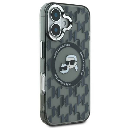 Karl Lagerfeld nakładka do iPhone 16 6,1&quot; KLHMP16SHMCKMHK czarna Hardcase IML Monogram Karl&Choupette Head MagSafe