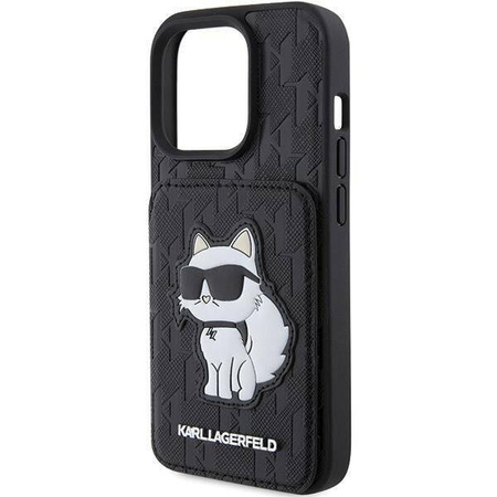 Karl Lagerfeld nakładka do iPhone 15 Pro Max 6,7&quot; KLHCP15XSAKCNSCK czarna hardcase Saffiano Cardslots and Stand Monogram Choupette