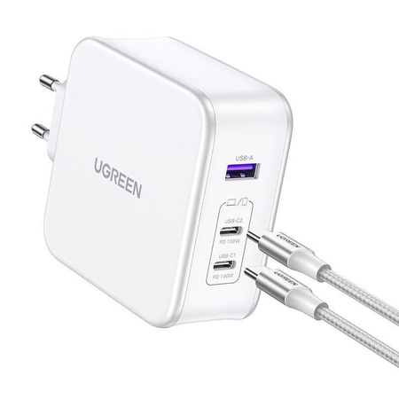 Ugreen Nexode CD289 GaN network charger USB-A/2xUSB-C 140W + USB-C - USB-C cable 1.5m - white