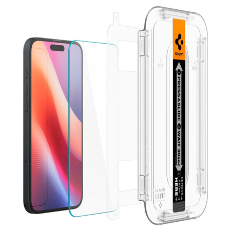 SZKŁO HARTOWANE SPIGEN GLAS.TR ”EZ FIT” 2-PACK IPHONE 15 CLEAR