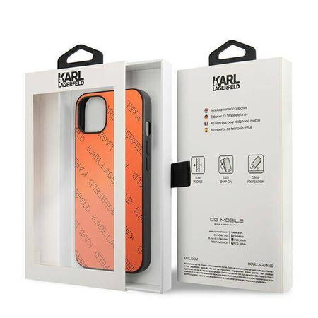 Oryginalne Etui IPHONE 13 MINI Karl Lagerfeld Hardcase Perforated Allover (KLHCP13SPTLO) pomarańczowe