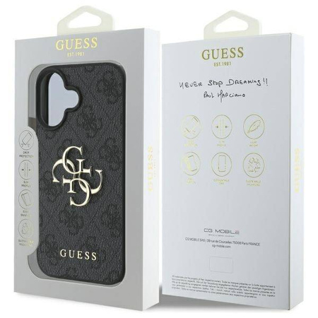 Original Handyhülle IPHONE 16 PLUS Guess Hardcase 4G Big Logo (GUHCP16M4GMGGR) schwarz