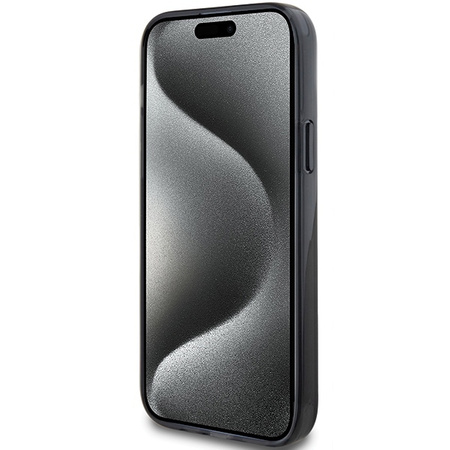 Karl Lagerfeld KLHMP15SHMRSKCK iPhone 15 6,1&quot; schwarz/schwarz Hardcase Ringständer Karl&amp;Choupette MagSafe