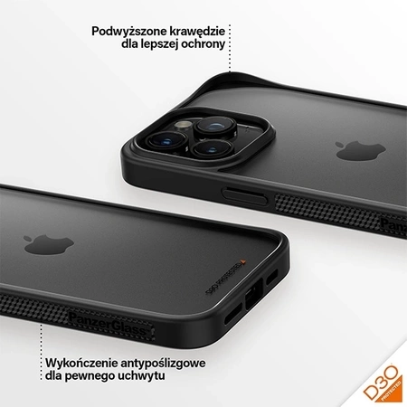 PanzerGlass ClearCase Hülle für iPhone 15 Pro Max mit Militärzertifizierung – Transparent und Schwarz