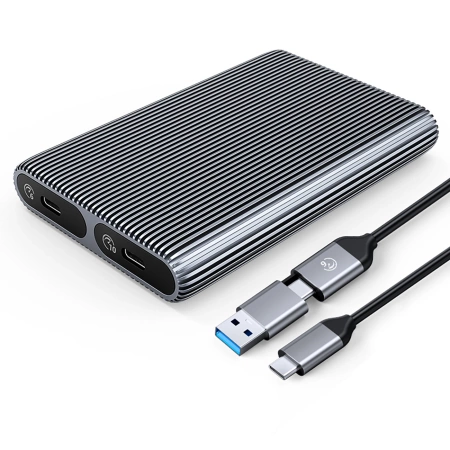 Kieszeń dyskowa 2x M.2 SATA+NVME USB-C 3.2 6Gbps/10Gbps - szara