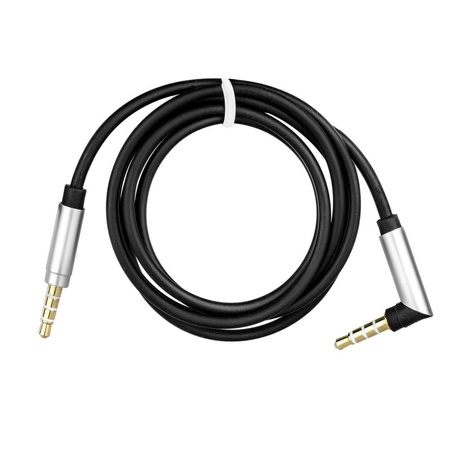 Przewód AUX JACK STEREO 3,5mm czarny 1m pod kątem 90 stopni