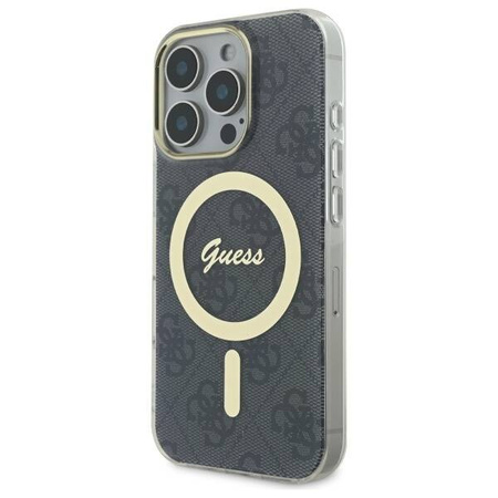 Original Handyhülle IPHONE 16 PRO MAX Guess Hardcase IML 4G MagSafe (GUHMP16XH4STK) schwarz