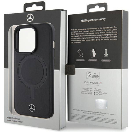 Mercedes Smooth Leather MagSafe case for iPhone 15 Pro - black