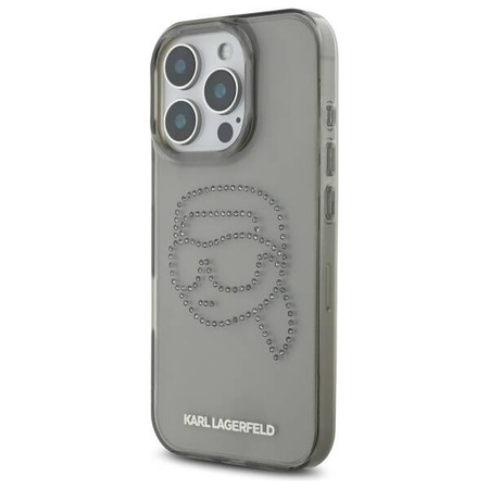 Original Case IPHONE 16 PRO MAX Karl Lagerfeld Hardcase IML Rhinestones Karl Head (KLHCP16XHKHDCELK) black