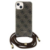 Guess Crossbody Cord 4G Print Hülle für iPhone 15 / 14 / 13 – braun