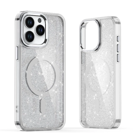 Glitter Case MagSafe für iPhone 16 Pro Max – weiß mit Glitzer