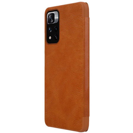 Nillkin Qin Case etui do Xiaomi Redmi Note 11 Pro+ (China) / Redmi Note 11 Pro (China) osłona na aparat kabura pokrowiec obudowa z klapką brązowy