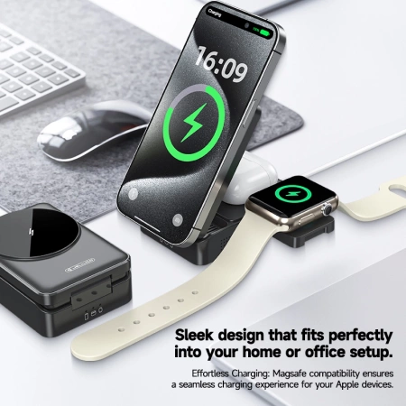 JELLICO ładowarka bezprzewodowa 3w1 W25 15W Czarny