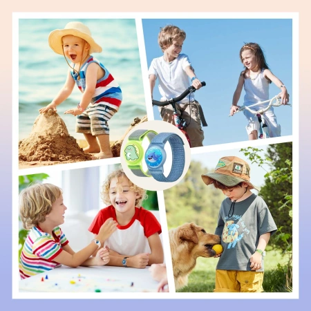 Etui z paskiem na Apple AirTag dla dzieci nylonowy pasek na rękę - z kwiatkiem i tęczowym paskiem