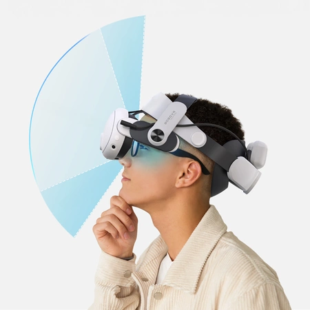BoboVR M3 Pro strain relief strap for Meta Quest 3 VR goggles + BoboVR B2 battery - white and black