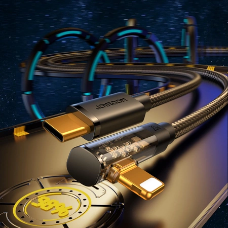 Joyroom abgewinkeltes Lightning Kabel - USB C für schnelles Aufladen und Datenübertragung 20 W 1,2 m schwarz (S-CL020A6)