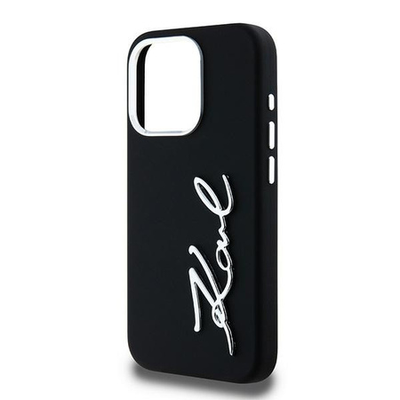 Oryginalne Etui IPHONE 15 PRO MAX Karl Lagerfeld Silicone Metal Script Logo czarne