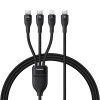 Kabel 3w1 Baseus Flash Series 3 100W USB-C - USB-C+USB-C+Lightning 1,5m + 3 x 0,25 m - czarny