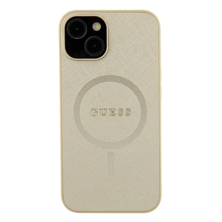 Guess nakładka do iPhone 15 Plus 6.7&quot; GUHMP15MPSAHMCB złota hardcase Saffiano MagSafe