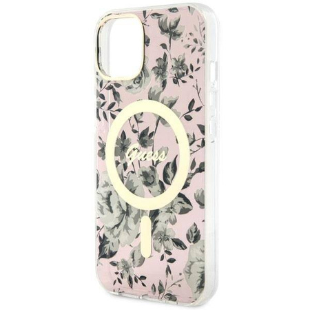 Guess GUHMP14MHCFWSP iPhone 14 Plus 6.7" różowy/pink hardcase Flower MagSafe