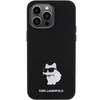 Karl Lagerfeld Choupette Metal Pin-Hülle aus Silikon für iPhone 15 Pro Max – Schwarz