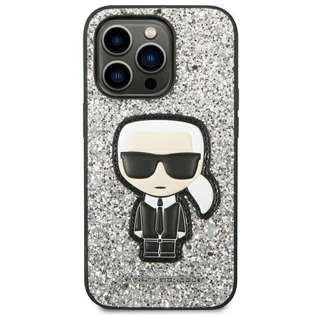 Karl Lagerfeld KLHCP14XGFKPG iPhone 14 Pro Max 6.7" Hardcase silber / silber Glitter Flakes Ikonik