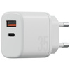 Ładowarka sieciowa Bazic Goport Velox    Kit 1xUSB-C 1xUSB-A GaN 35W z kablem plecionym biały
