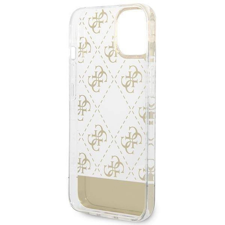 Original Handyhülle IPHONE 14 PLUS Guess Hardcase 4G Pattern Script gold