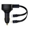 Baseus Enjoyment Retractable 2-in-1 Car Charger C+L 30W Black